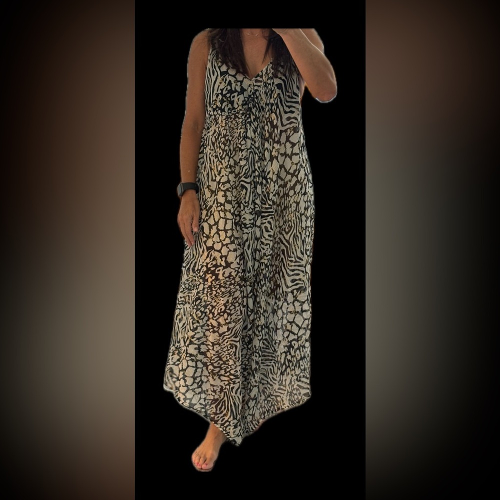 America & Beyond Always Animal Wide Leg Jumpsuit chiffon